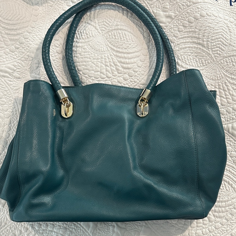 Cole Haan Blue Leather tote handbag EUC